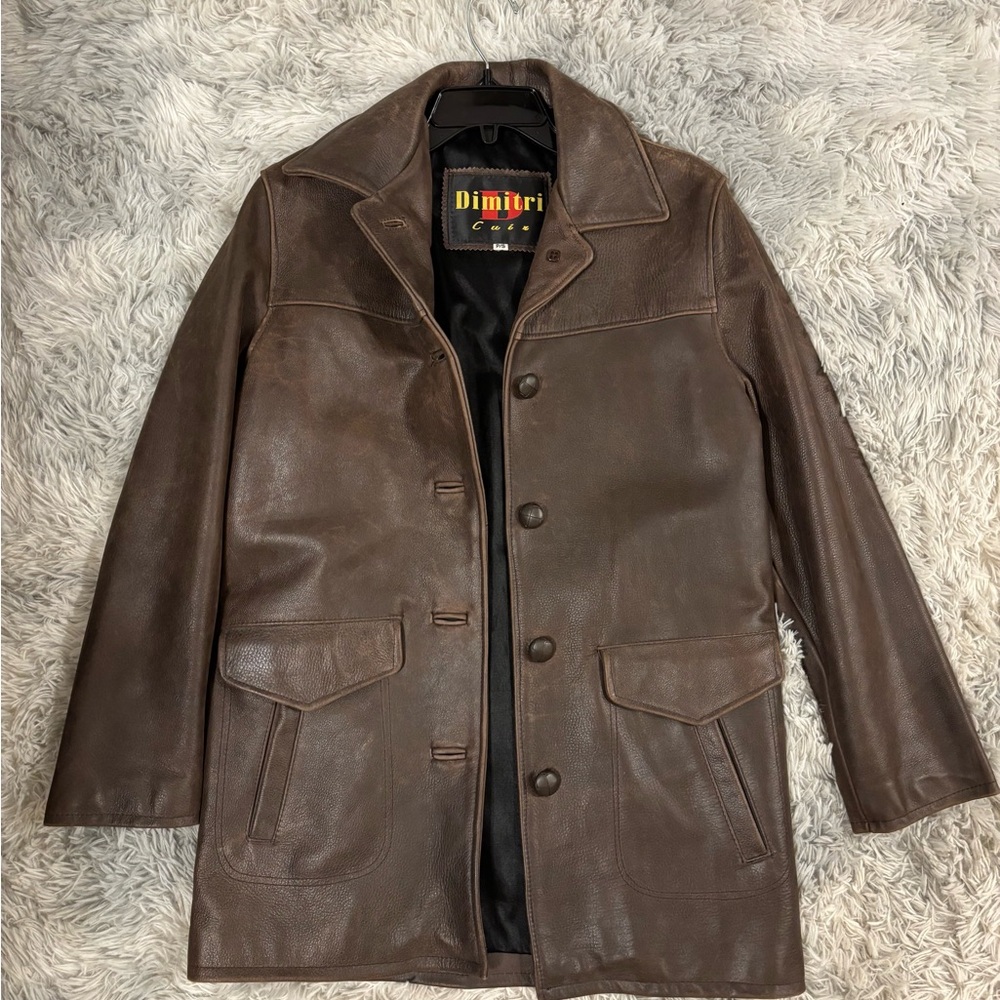 Men’s Vintage Brown Leather Jacket - Picture 4 of 10